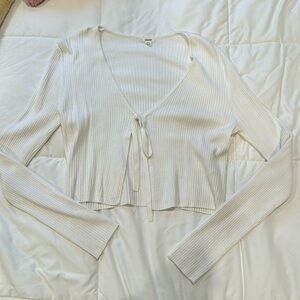 White garage tie front cardigan/top